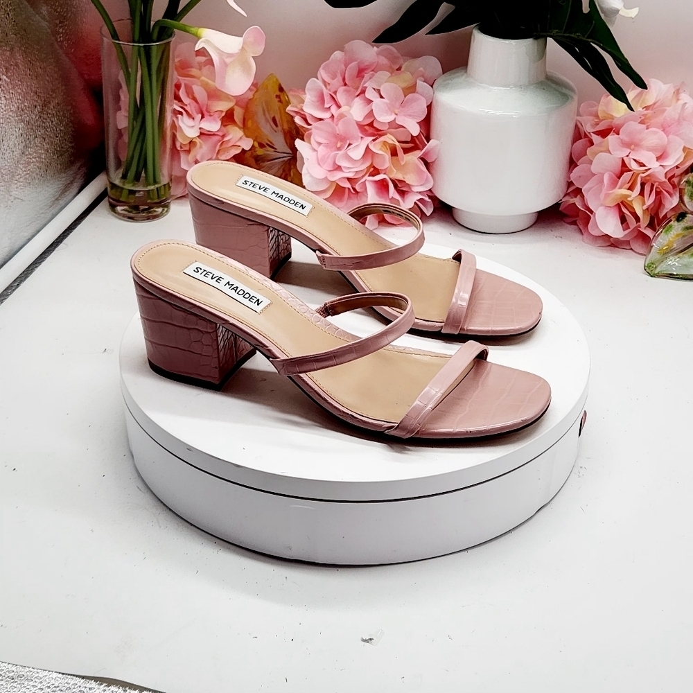Steve Madden Issy Block Heel Slide Sandal Pink Sz 9.5M - Picture 11 of 16
